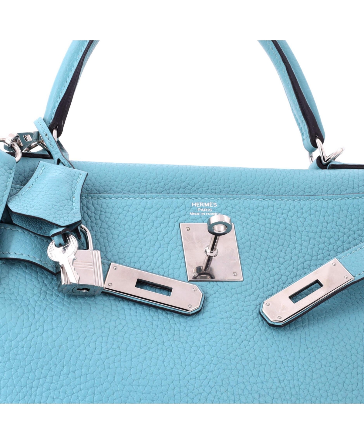 Pre-Owned HERMES Kelly Handbag Clemence with Palladium Hardware