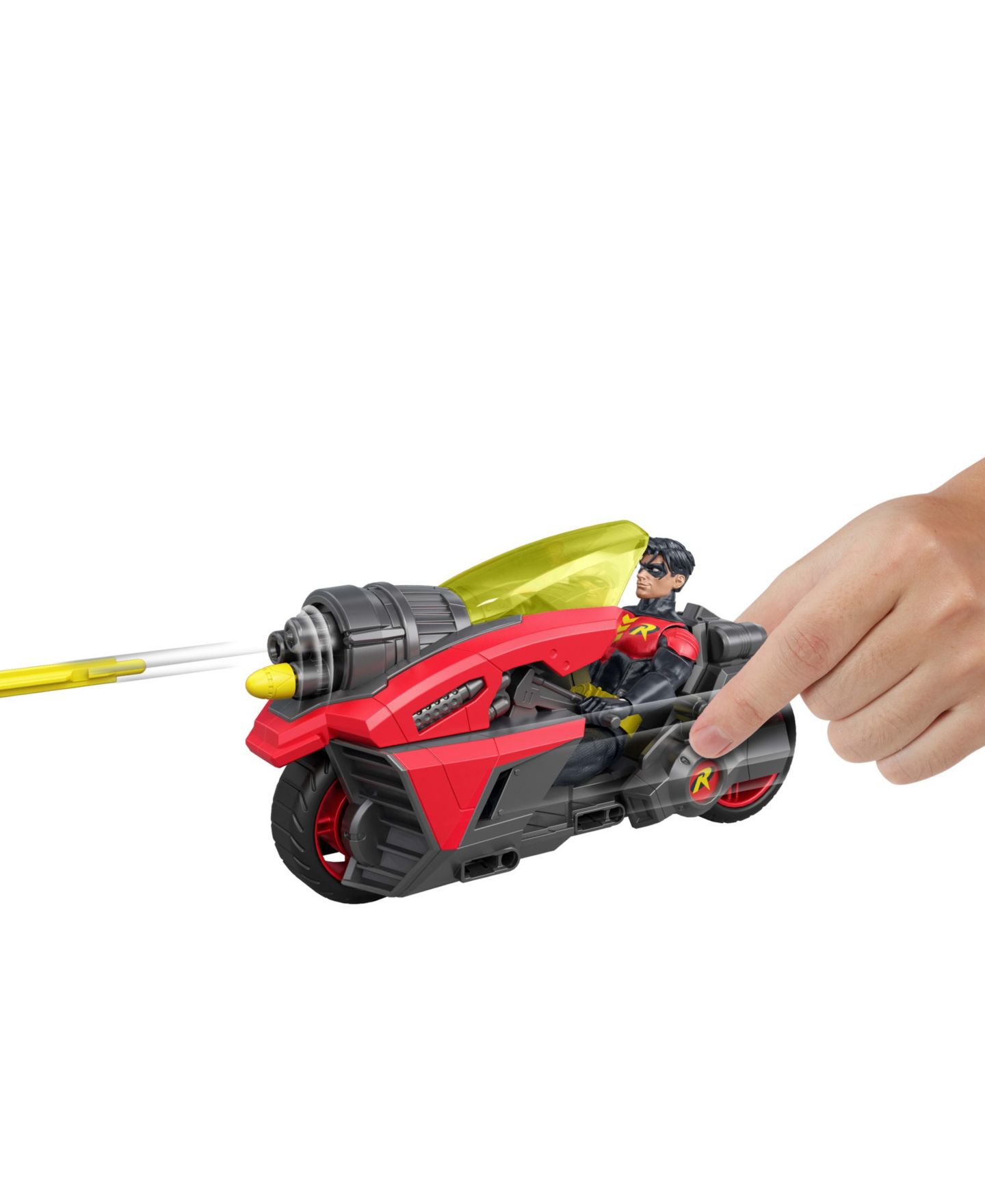 Детские фигурки DC Comics Batlink Robin 6.5" Projectile-Launch Motorcycle 3-Piece Action Figure Set, Ages 4+ — фото 2