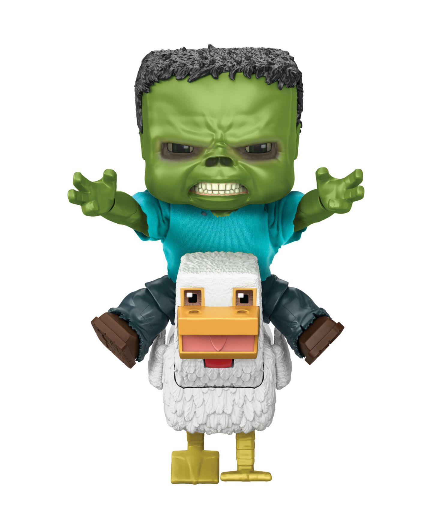Детские фигурки Minecraft Chicken Jockey 3 Swappable Baby Zombie Faces 2-Piece Action Figure, Ages 6+ — фото 4