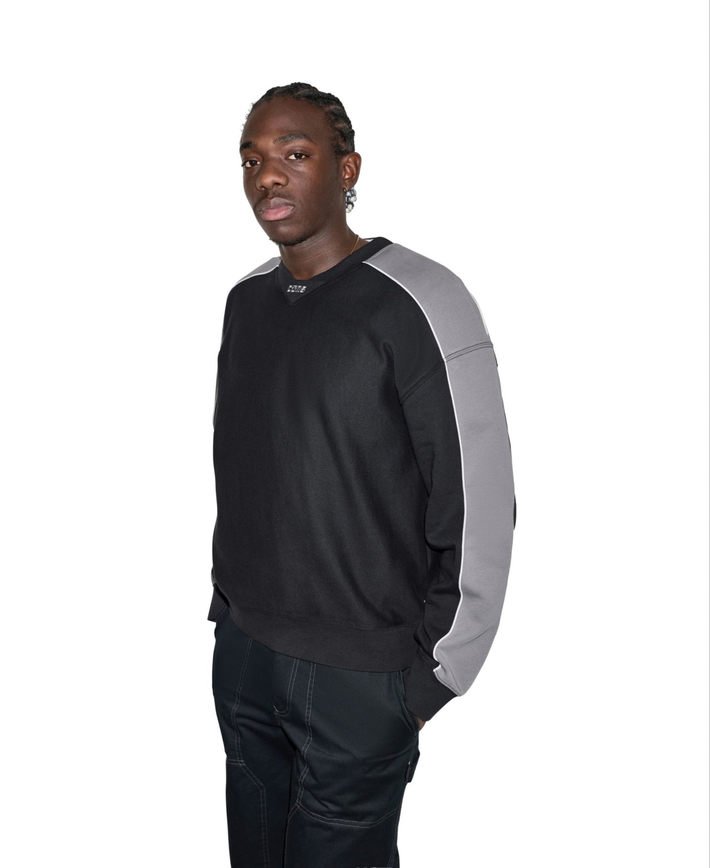 Мужские толстовки Converse Color-Block Crewneck, цвет: Чёрный разноцветный — фото 3