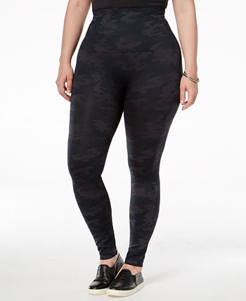 Spanx Look At Me Now Seamless Leggings XL Black Blue Camo High