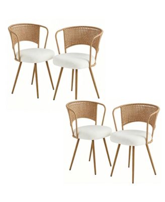 Farmhouse Wicker Soft Dining Chairs Set