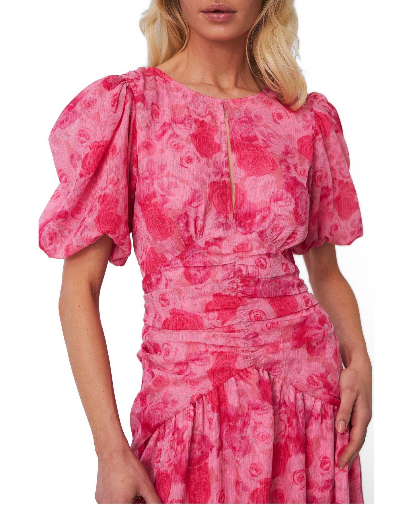 Женское платье CRAS Elaine Floral High-Low Maxi, цвет: Розовый — фото 2