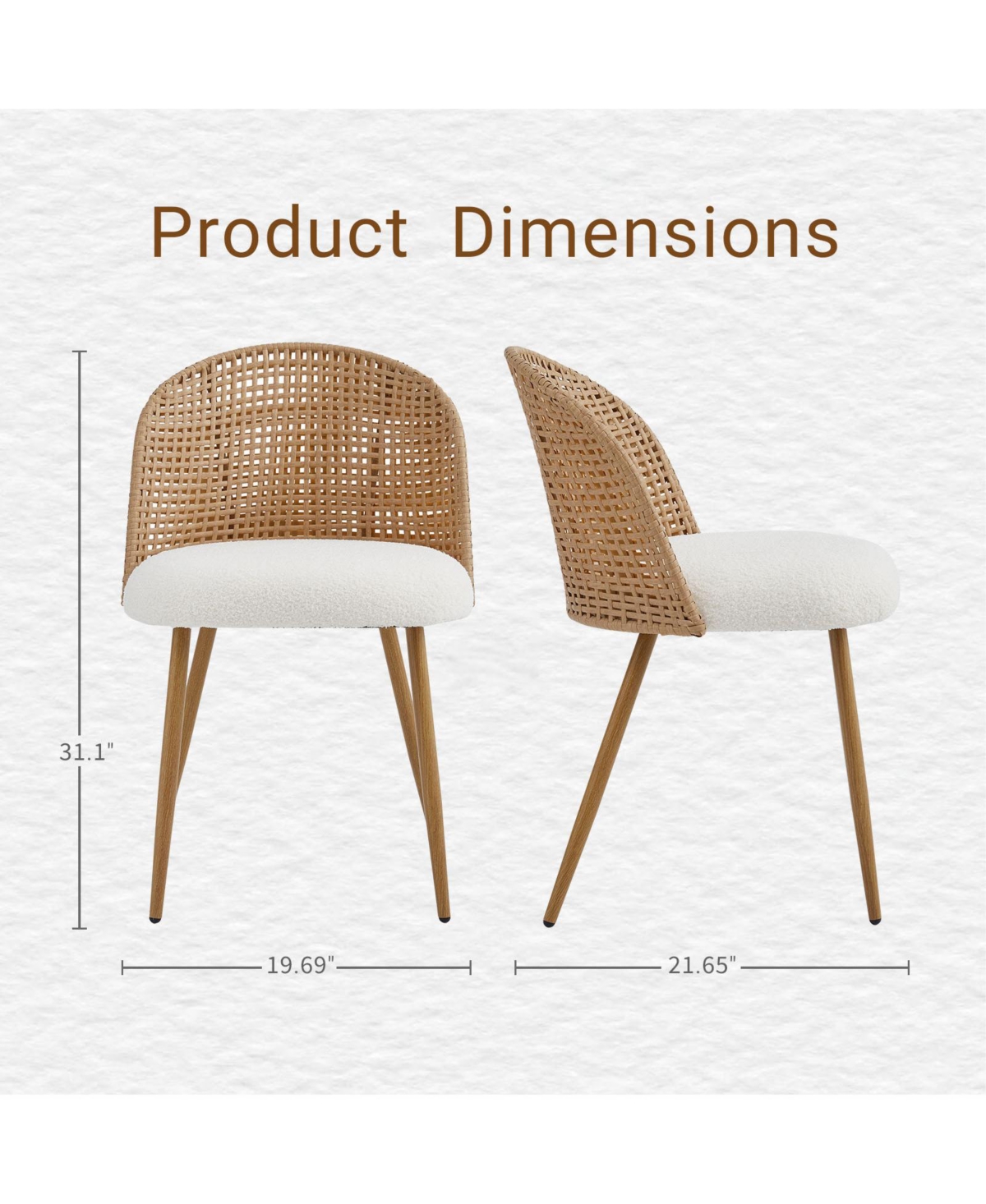 Clihome Modern Farmhouse Wicker Soft Dining Chairs Set of 4