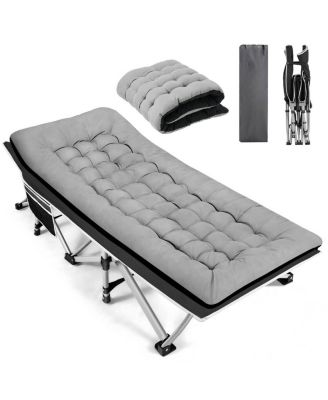 Portable Folding Camping Cot Extra Wide With Thick Removable Mattress 600lbs Max Load