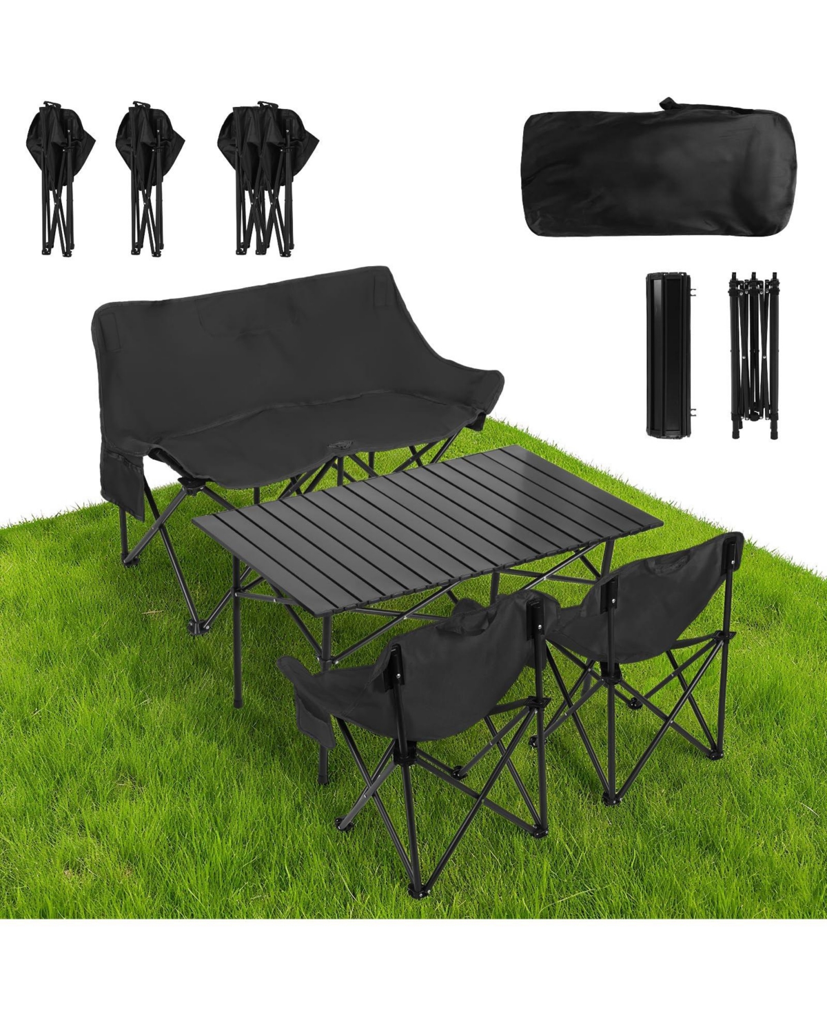 Piscifun Folding Table Chair Set Portable Lightweight Heavy Duty Outdoor Camping Travel