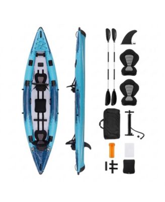 2-Person Inflatable Recreational Kayak 700 lbs Capacity with Drop-Stitch Floor Paddles and Hand Pump