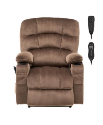 Dual Motor Power Lift Recliner Chair with Heat Massage 2 Cup Holders USB Port Infinite Position