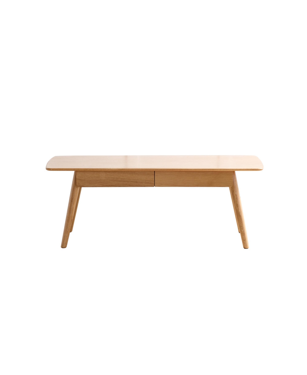 Flynama Solid Wood Coffee Table Oak Center Table with 2 Drawers Study Living Room Desk Natural Wood