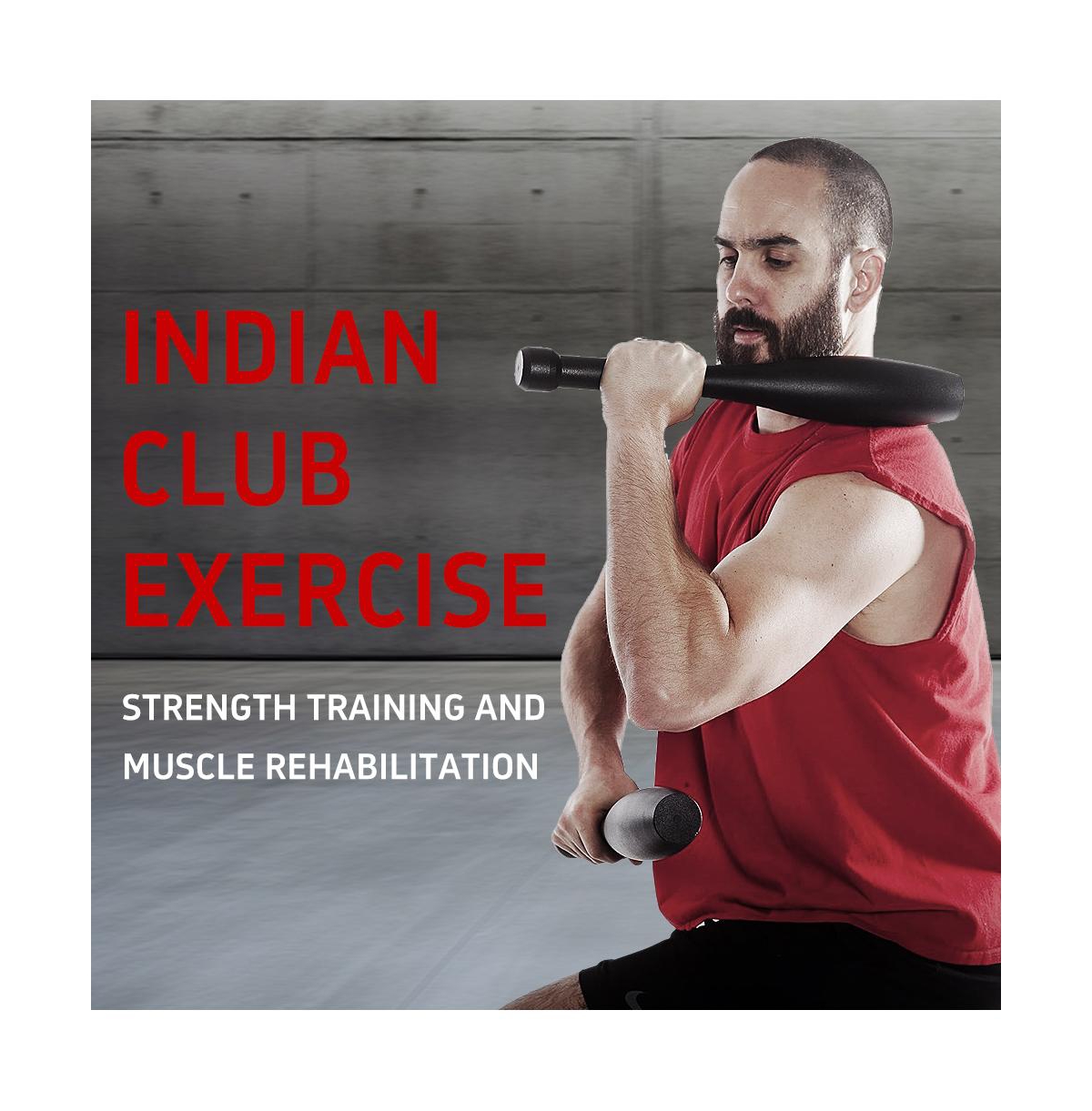 Sevorley Iron Indian Club Bell Exercise Bat for Strength Training and Rehabilitation