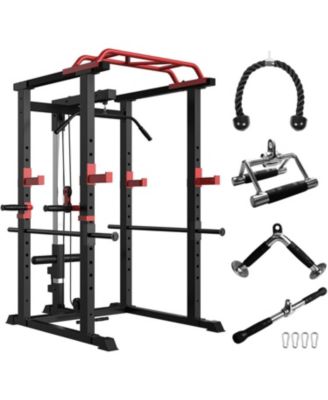 4 Piece Cable Machine Attachment Set with Tricep Rope V Bar Double D Handle and Straight Bar