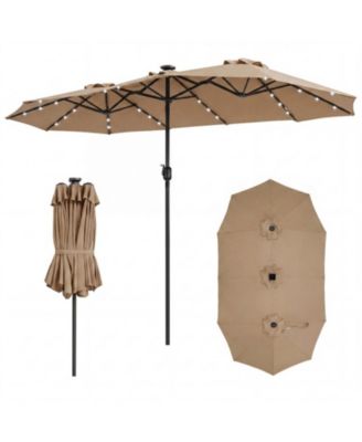 13 Feet Double-Sided Rectangle Patio Umbrella with 36 Led Lights