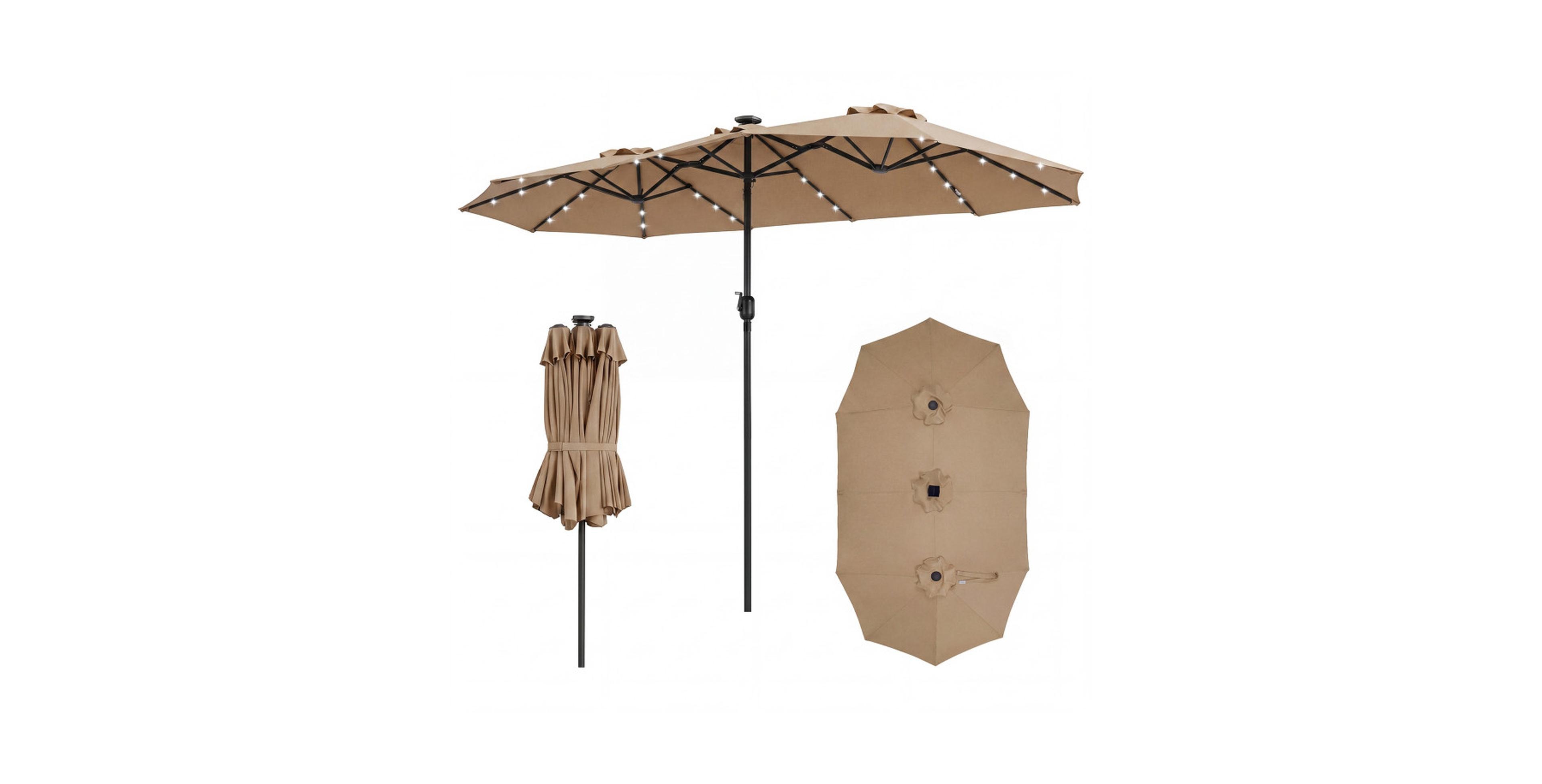 Sugift 13 Feet Double-Sided Rectangle Patio Umbrella with 36 Led Lights