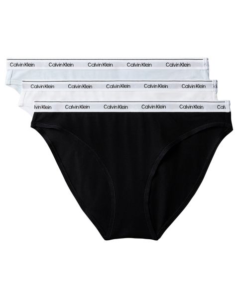 Трусы-бикини Modern, с логотипом, 3 шт. — Calvin Klein, цвет: Чёрный / Белый