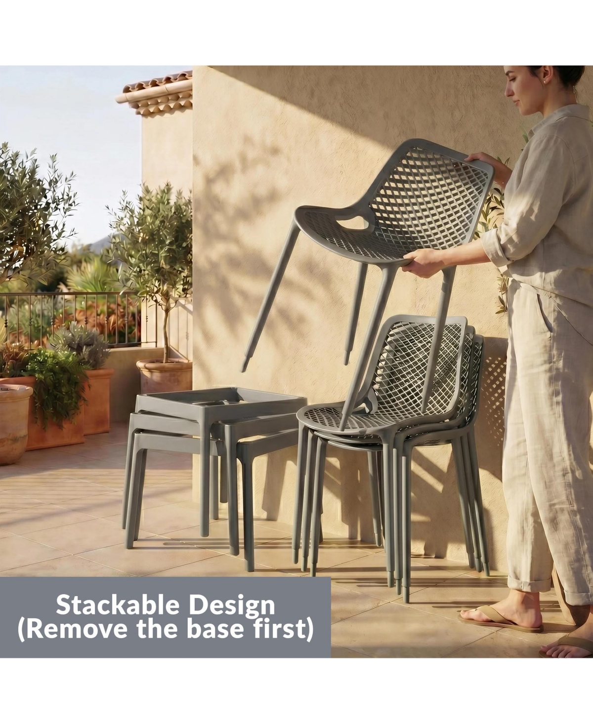 WestinTrends 41.75" Outdoor Modern Polypropylene Plastic Patio Bar Height Stools (Set of 2)