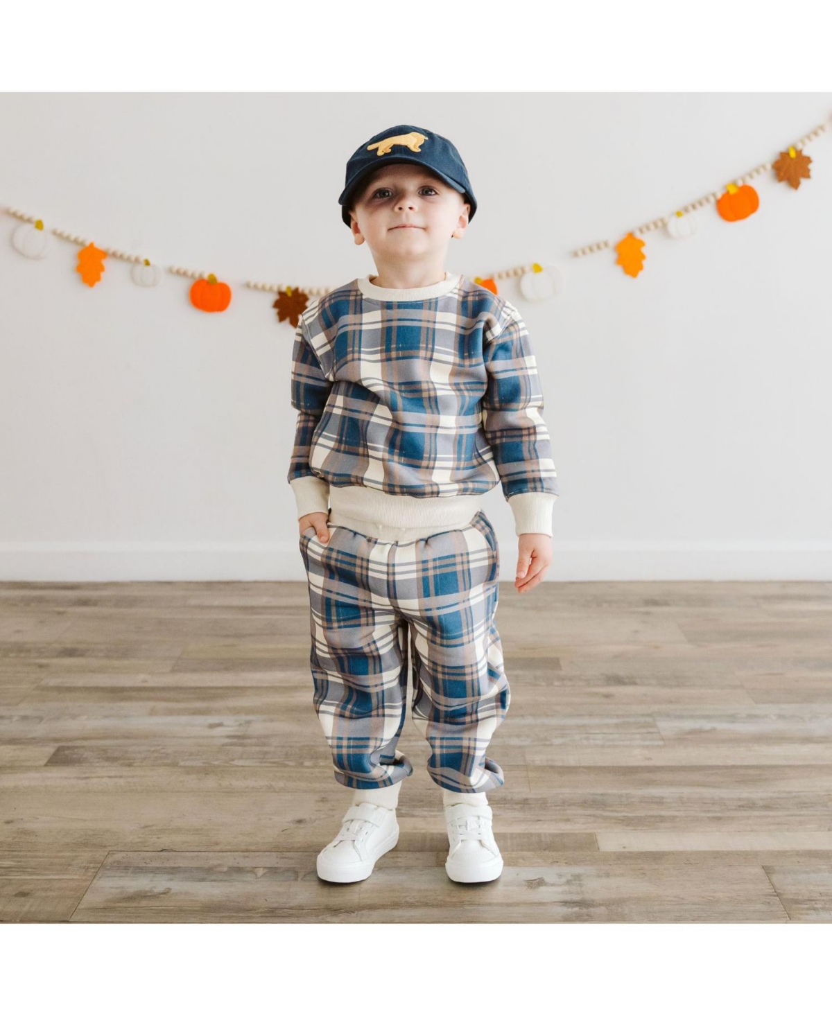 Sweet Wink Baby Boys Navy Plaid Sweatshirt and Jogger Set