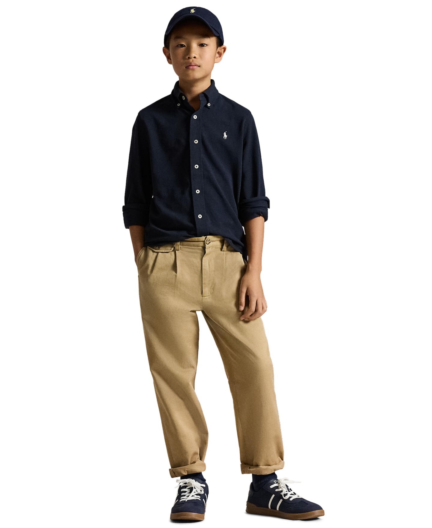 Рубашка Polo Ralph Lauren Featherweight Cotton Mesh Shirt для мальчиков, цвет: Тёмно-синий — фото 2