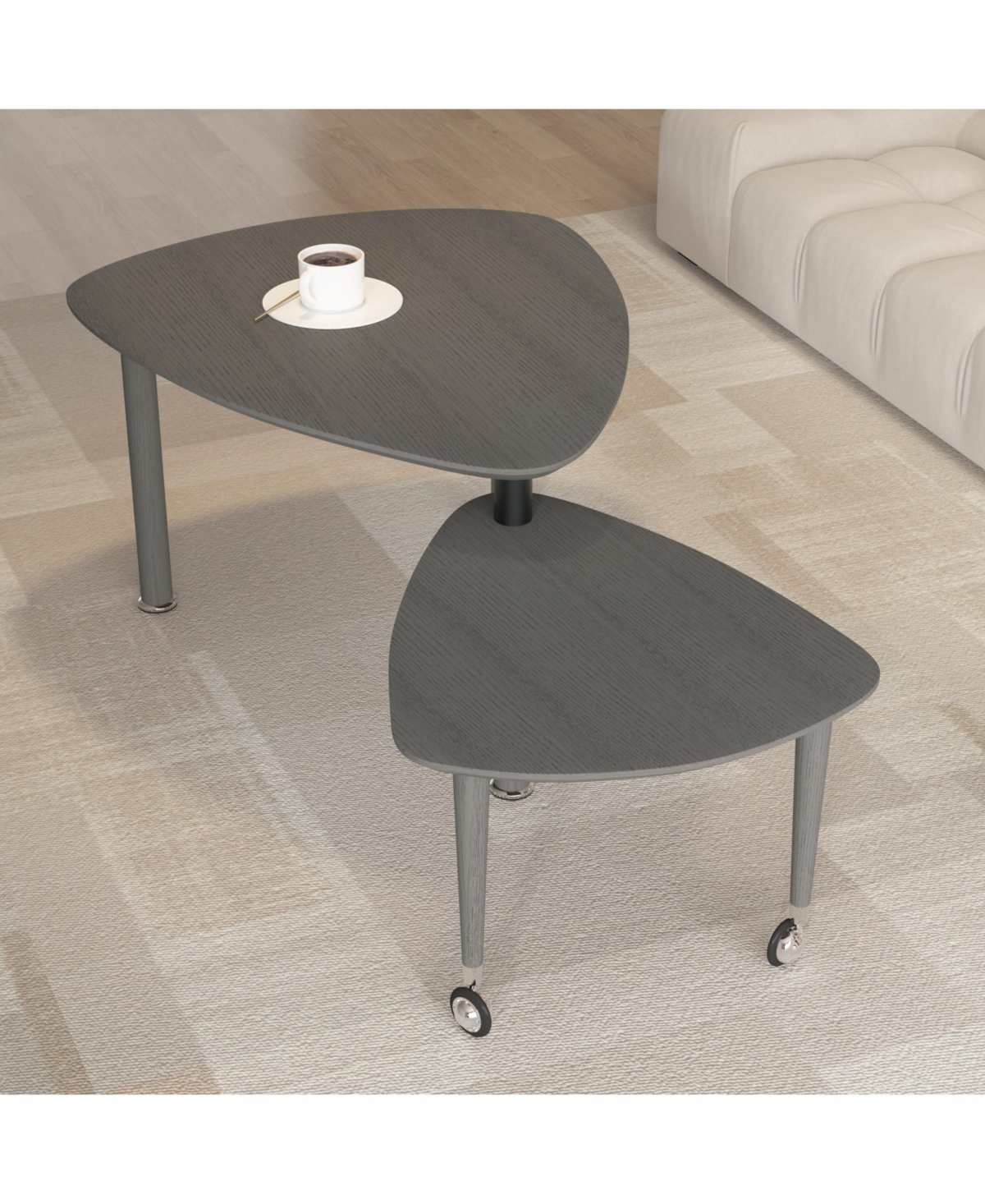 Flynama 360degree(s) Rotatable Coffee Table, Oak Veneer