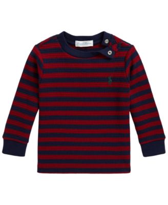 Baby Boys' Striped Waffle-Knit Cotton Long-Sleeve T-Shirt