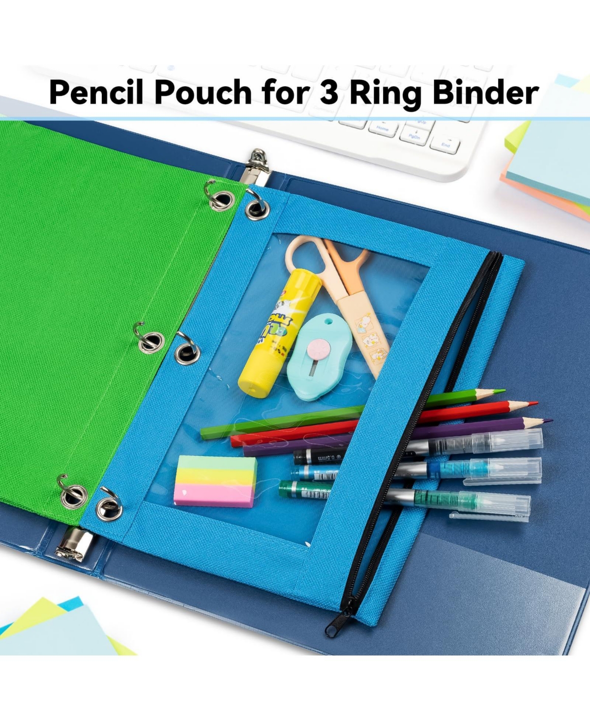 Danrong Pencil Pouch 3 Ring Binder Bulk 36 Pack Zipper Pouches Cloth Holder Window Office School Supplies