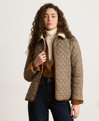 Women's Faux-Sherpa-Collar Quilted Coat