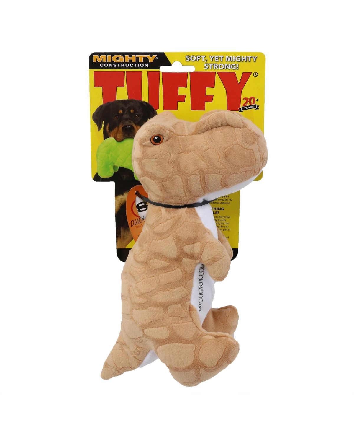 Mighty Dinosaur TRex 2 Pack, Durable Plush Squeaky Dog Toy