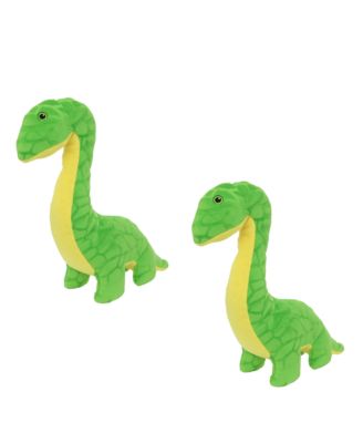 Dinosaur Brachiosaurus 2 Pack, Durable Plush Squeaky Dog Toy