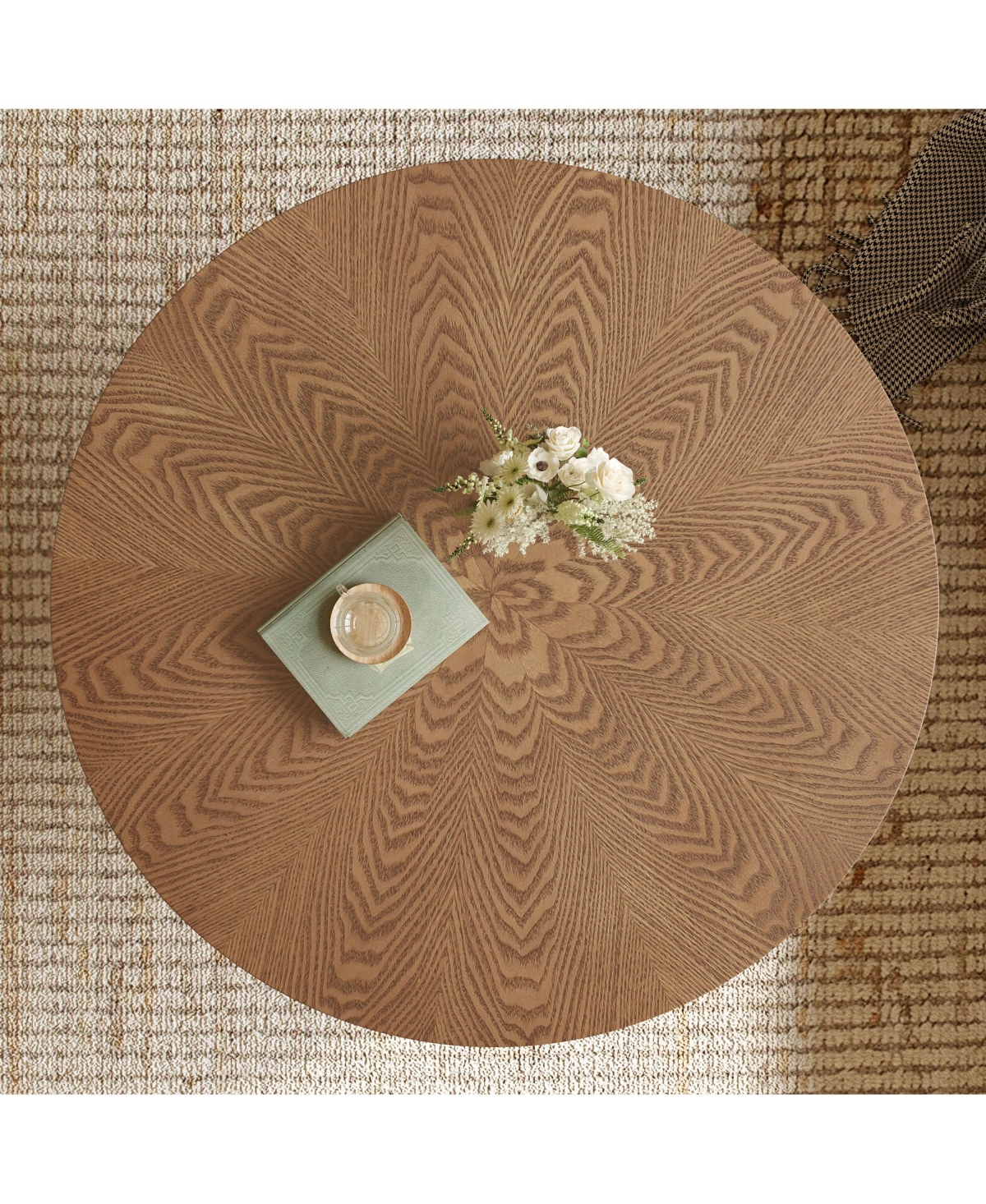 flynama 31.5" Round Ash Wood Veneer Coffee Table