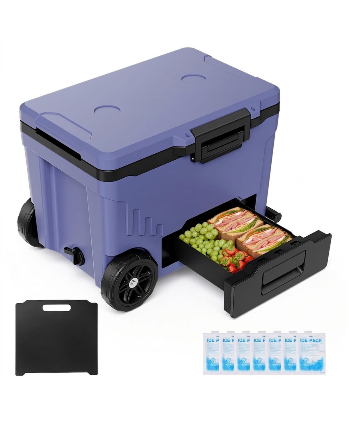 Hongge Ultra-Light 45 Quart Rolling Hard Cooler with Wheels Keeping Contents Cold up to 48 Hours