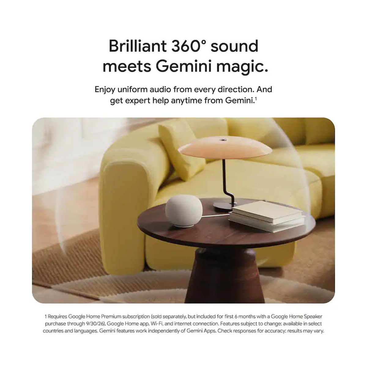 Google Nest Google Home Wireless Smart Speaker with Google Gemini