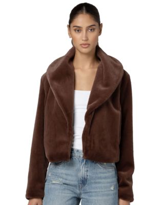 Women's Be My Guest Faux-Fur Shawl-Collar Cropped Jacket
