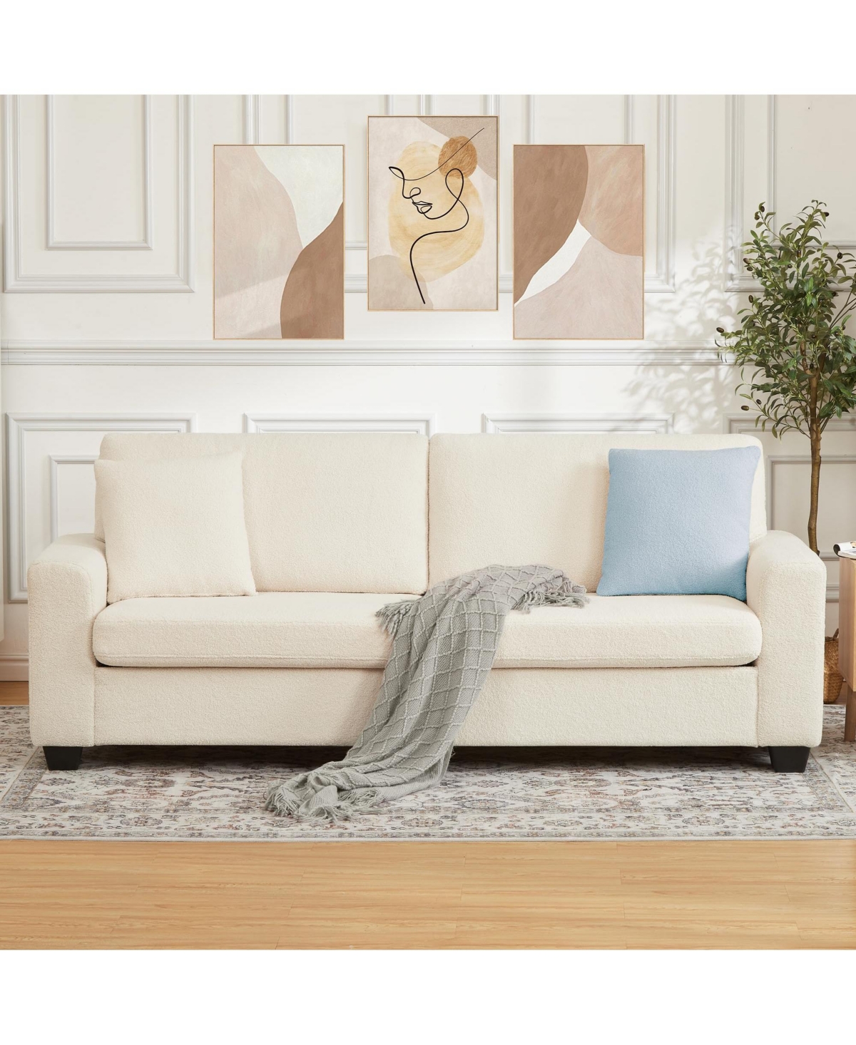 homfan 83" Modern Cloud Couch, Removable Washable Cushion Cover, Loveseat with Deep Seat and Wide Armrest