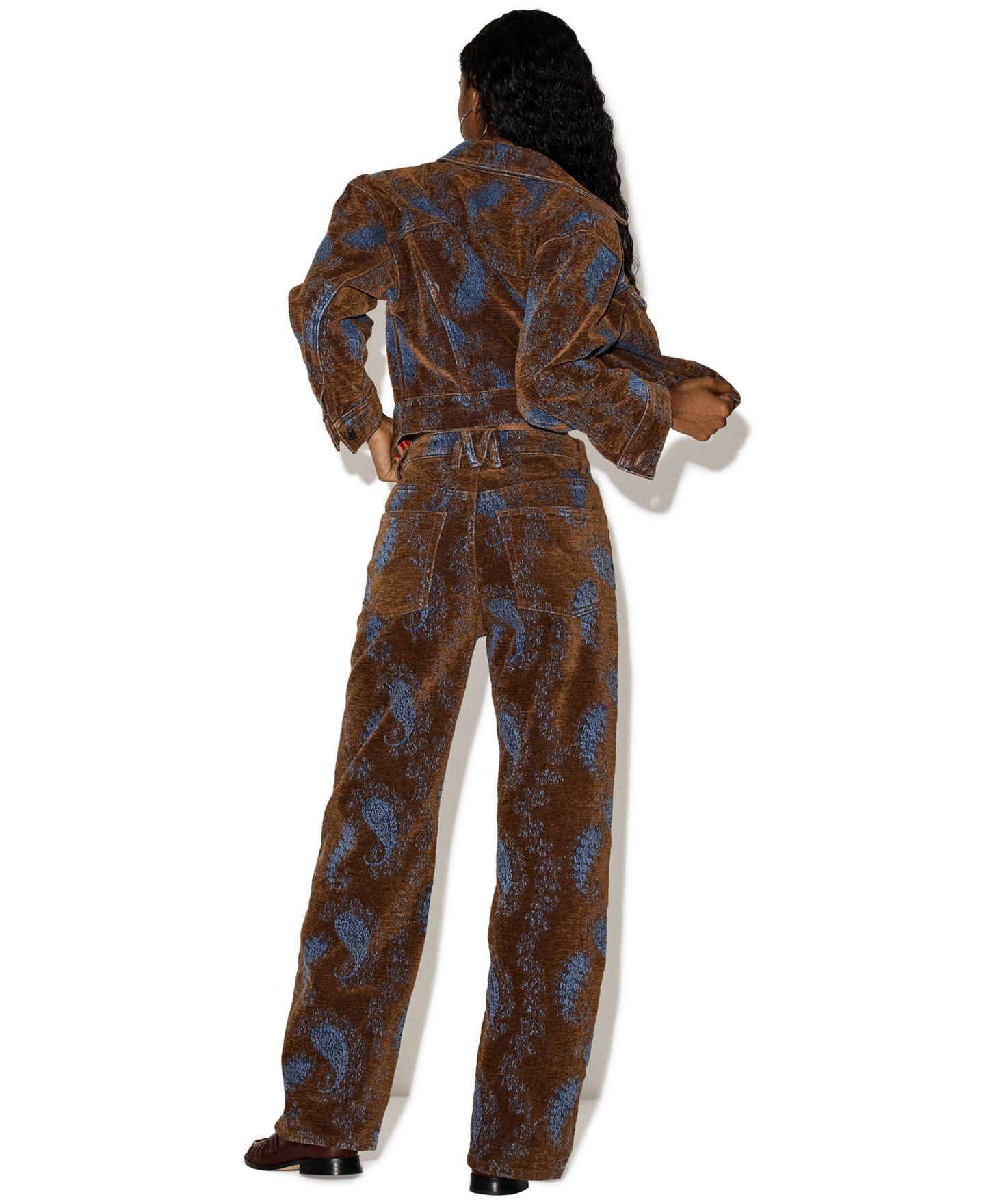 Женские джинсы Steve Madden Sydnee High-Waisted Wide-Leg Paisley-Print, цвет: Бирюзовый — фото 5