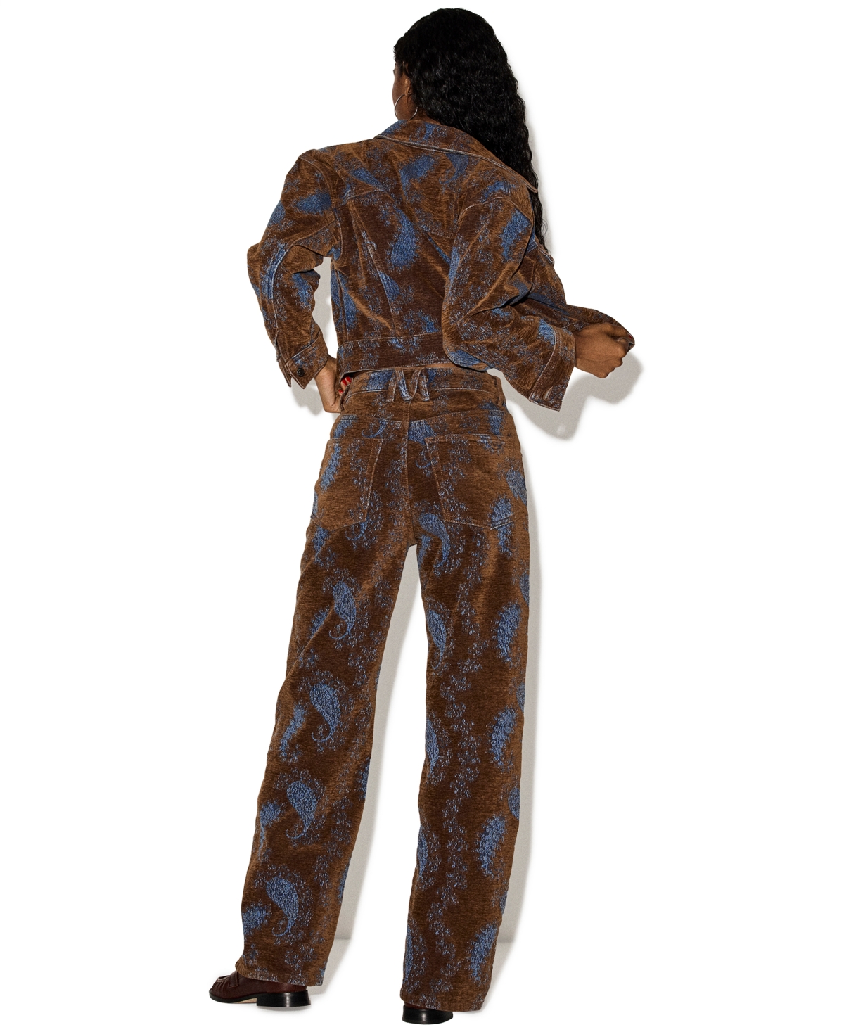 Steve Madden Women's Sydnee High-Waisted Wide-Leg Paisley-Print Jeans