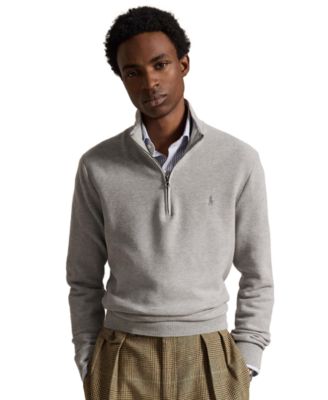 Men's Mesh-Knit Cotton Quarter-Zip Sweater