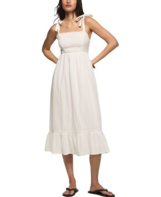 Women's Classic Lace Trim Square Neck Midi Dress