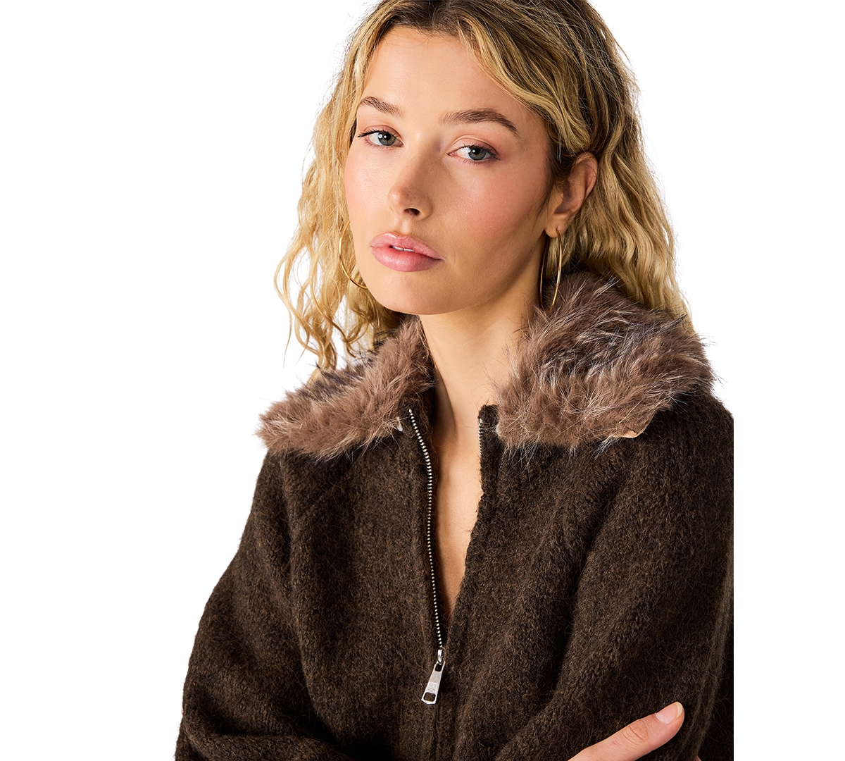 Steve Madden Women's Odessa Fitted Full-Zip Cardigan