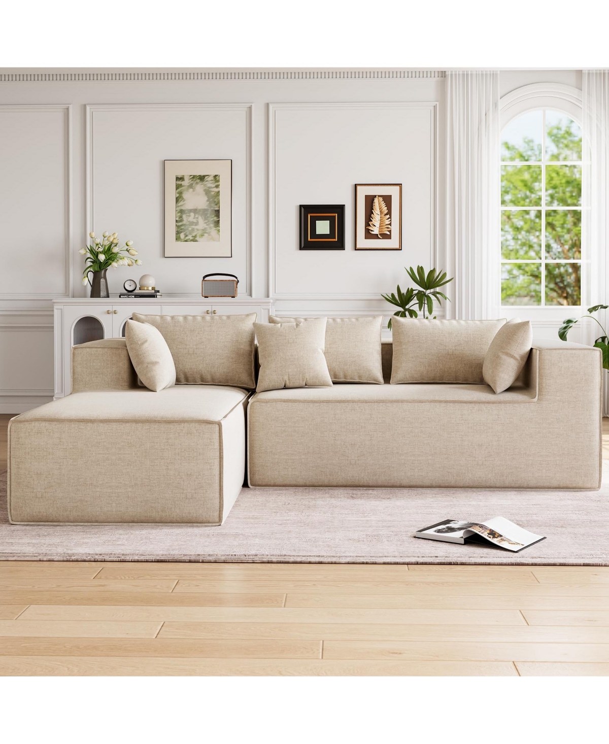 homfan Modular Sectional Couches for Living Room, Modern l Shaped Couch with Deep Seat, Cloud Upholstered Sofa Bedroom