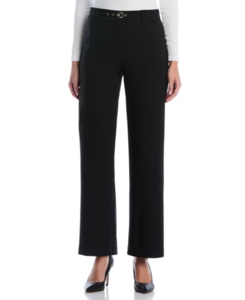 Женские брюки Rafaella Petite Novelty Pull-On Wide-Leg High-Rise, цвет: Чёрный