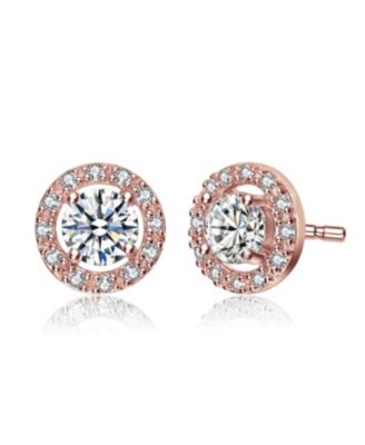 Cubic Zirconia Elegant Halo Stud Earrings