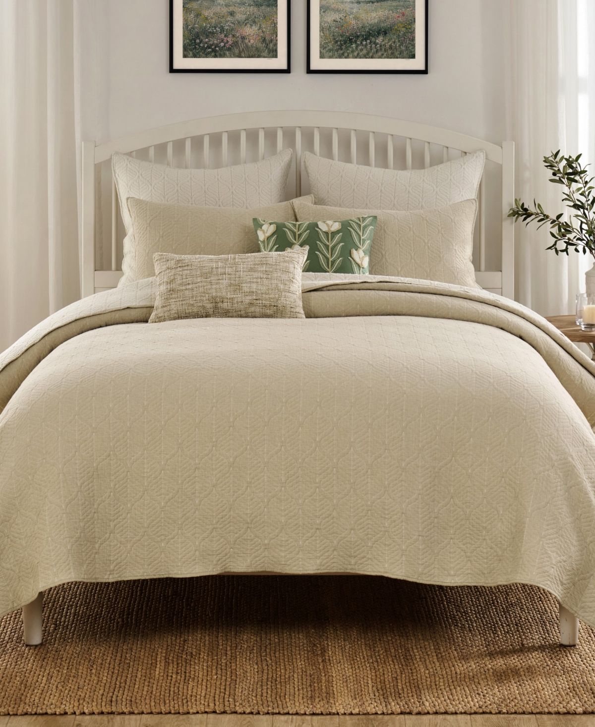 Greenland Home Fashions Harper Reversible 2-piece Coverlet Set, Twin In Taupe