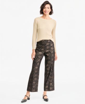 Women's Metallic Printed High-Rise Wide-Leg Pants