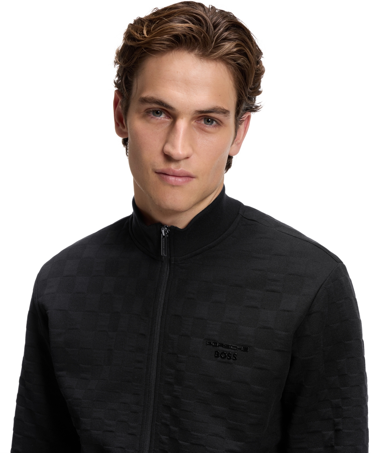 Boss by Hugo x Porsche Men's Regular-Fit Check Jacquard Sweatshirt