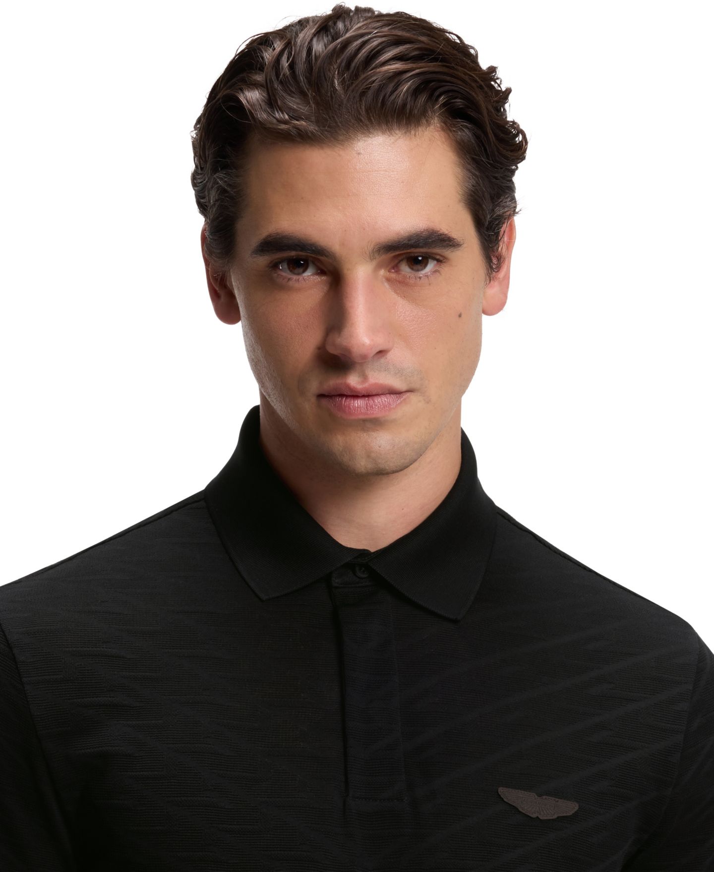 Мужское поло Hugo Boss x Aston Martin Men'sCotton Mercerized Cotton Jacquard Regular-Fit Polo Shirt, цвет: Чёрный — фото 5
