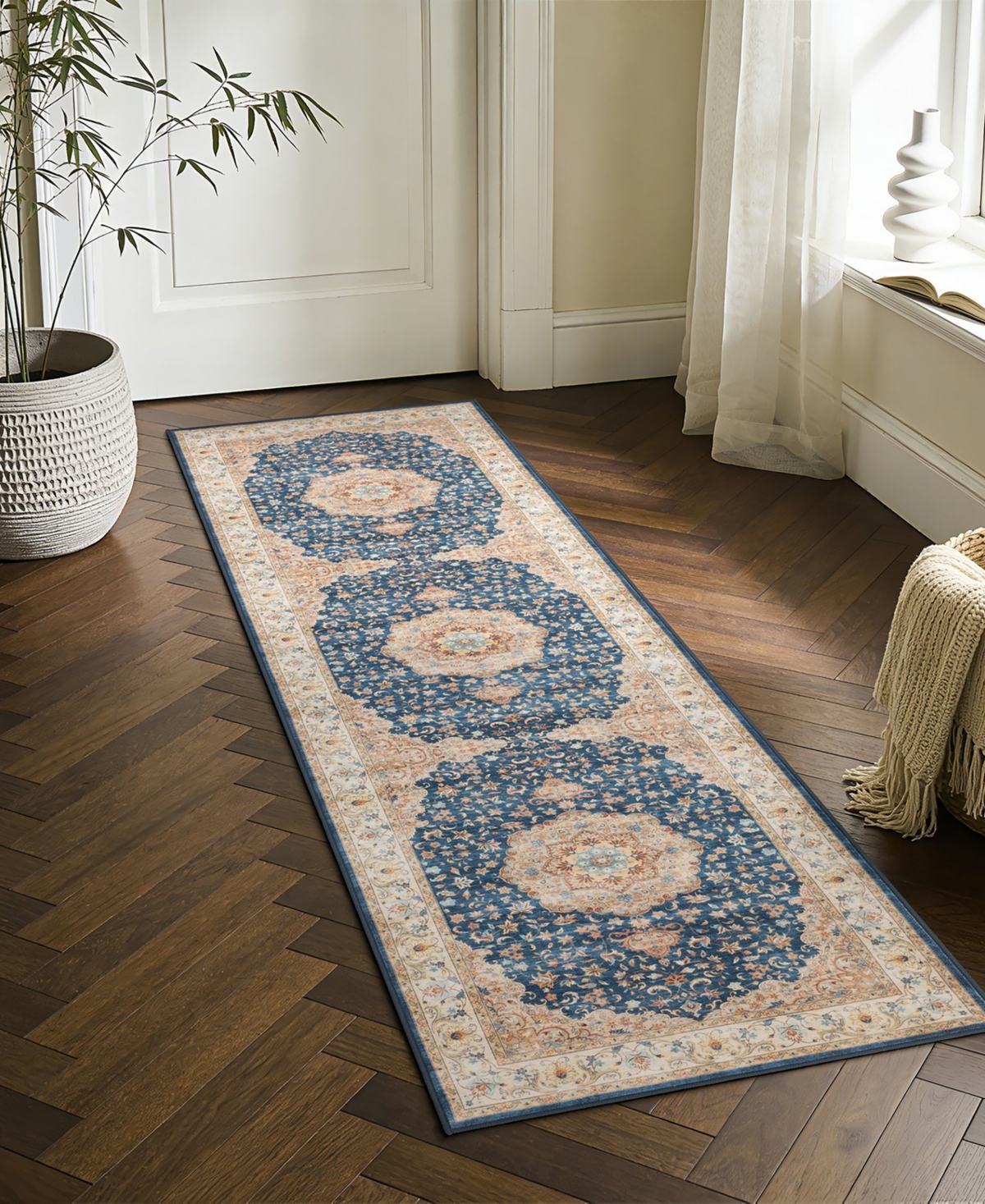 Mink Home Homewell Machine Washable HAM4003 2'x6'11" Runner Area Rug