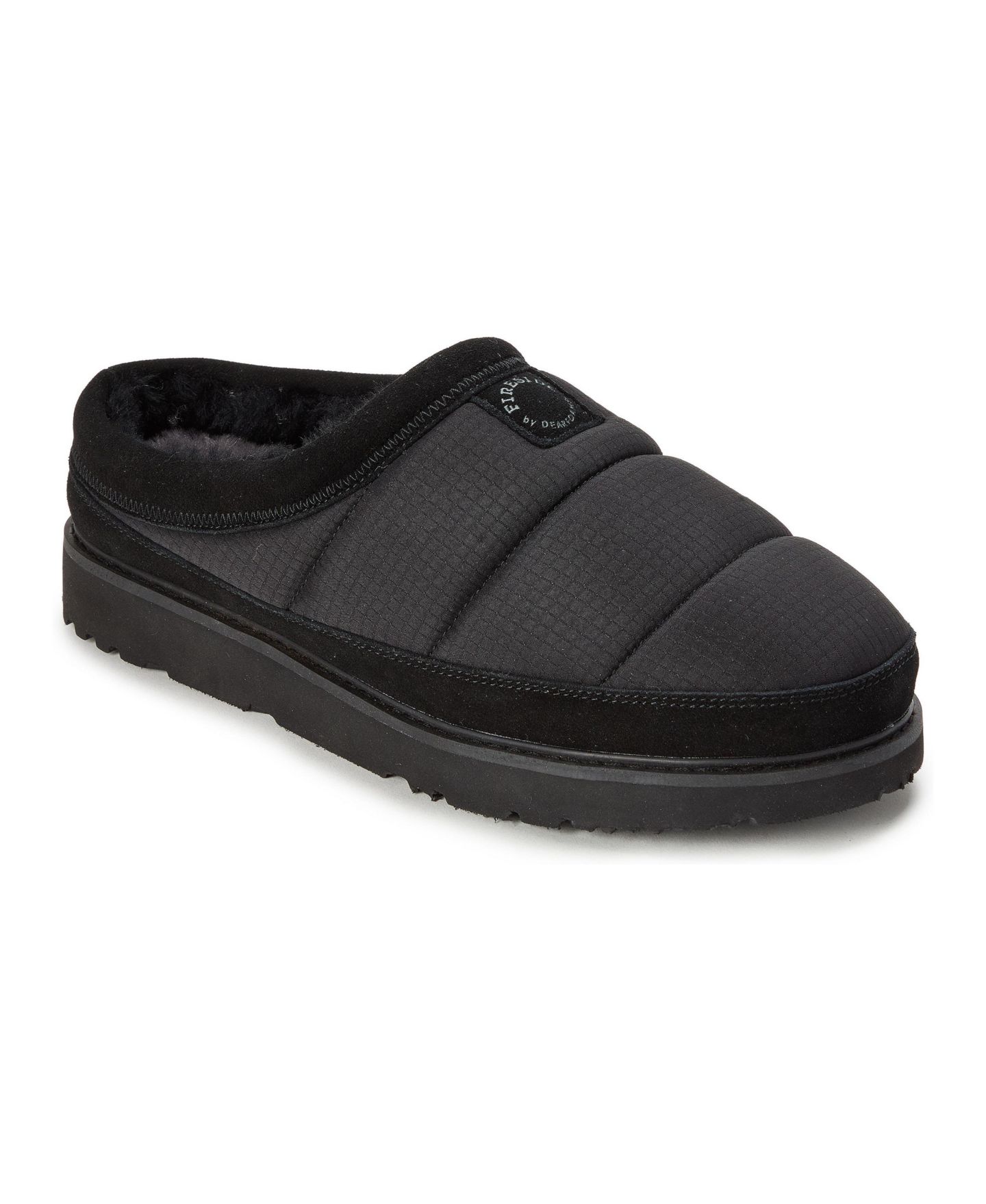 Мужские сабо Dearfoams Grafton Sport Nylon Puff Clog Water Repellent Slippers, цвет: Чёрный — фото 1