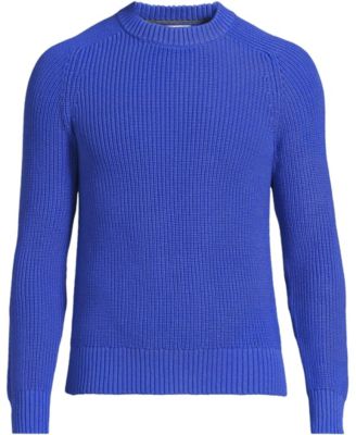 Lands' End Men's Cotton Drifter Saddle Crewneck Shaker Sweater