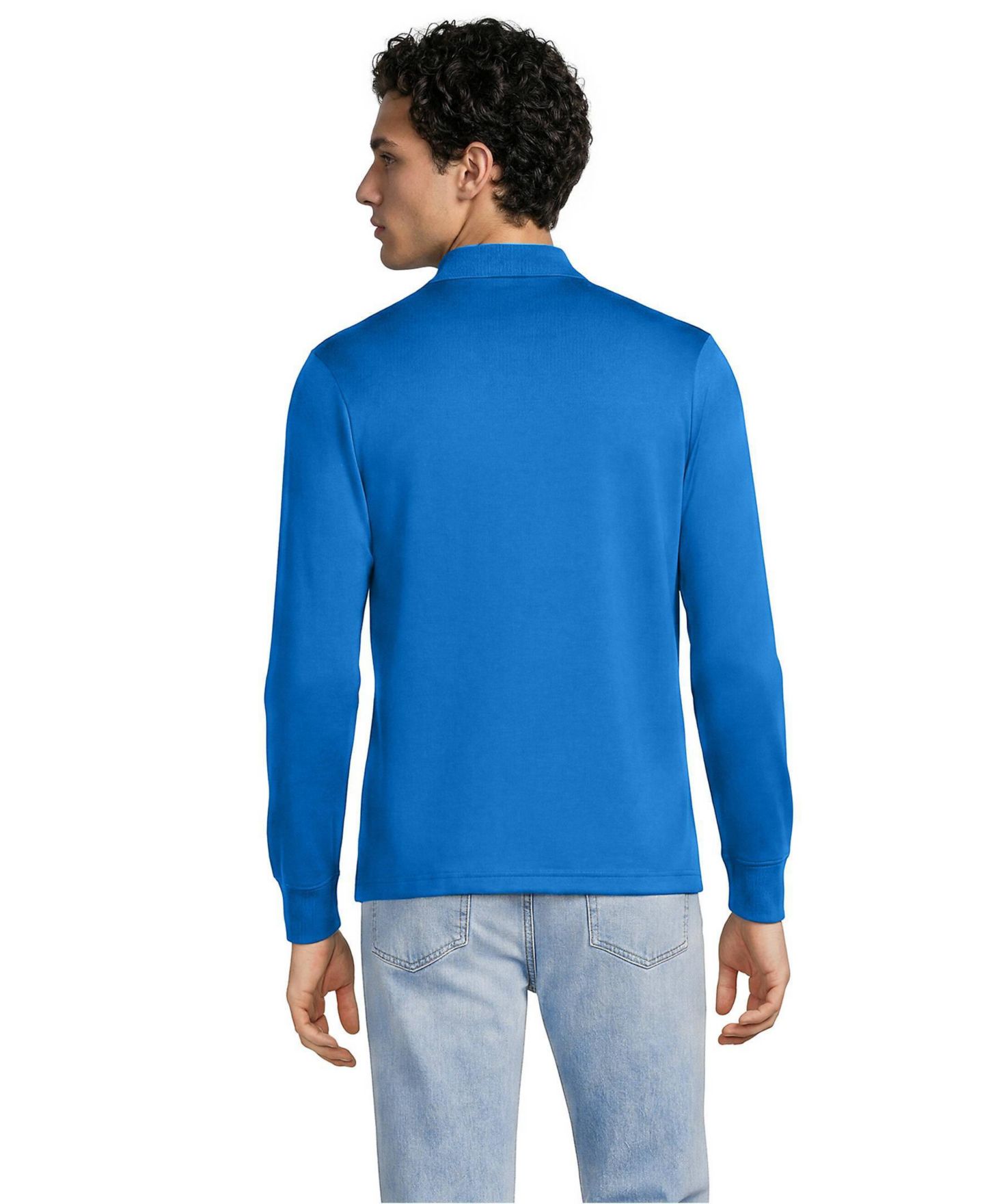 Мужское поло Lands' End Long Sleeve Cotton Supima Polo Shirt, цвет: Яркий синий — фото 3