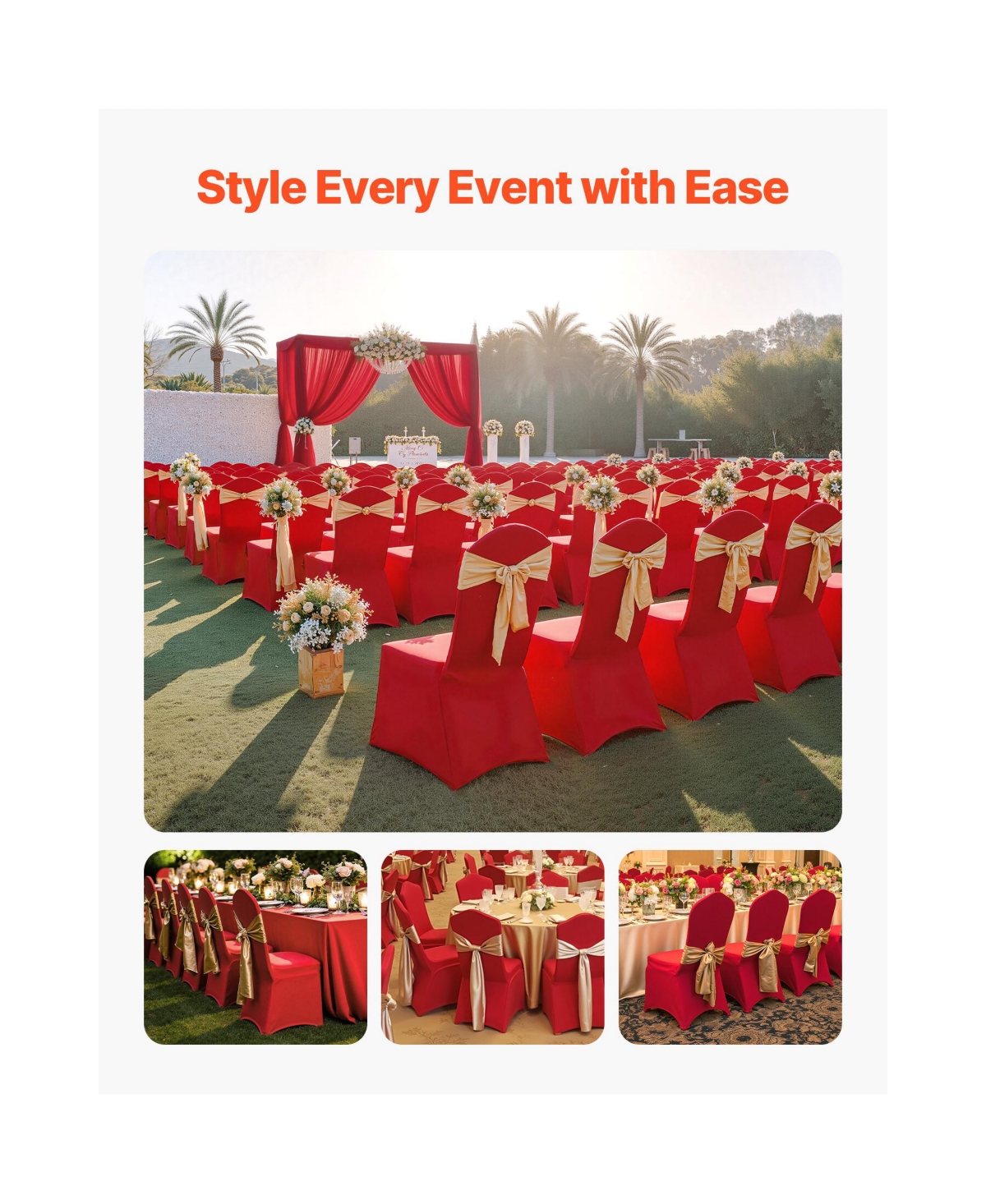 Sugift 50 Pieces Polyester Spandex Stretch Chair Covers Flat-Front Fits Up to 20.08 x 17.72 x 37.4