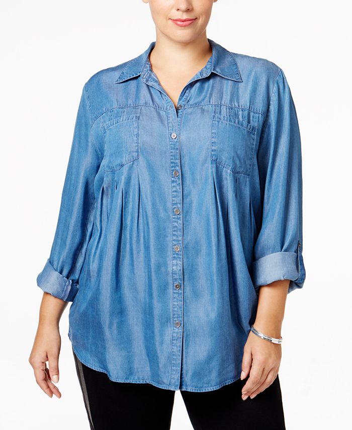 Style & Co Plus Size Denim Shirt, Created for Macy's - Macy's